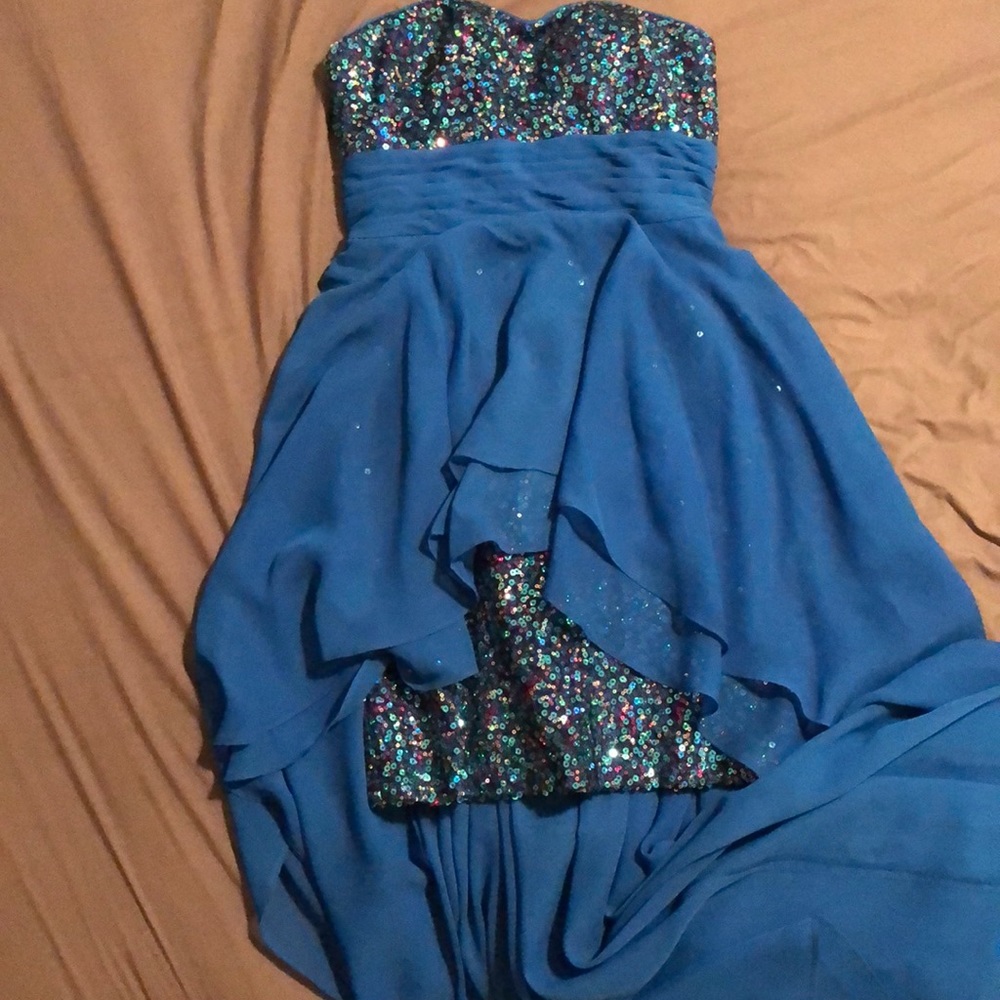 High-low Blue Prom dress